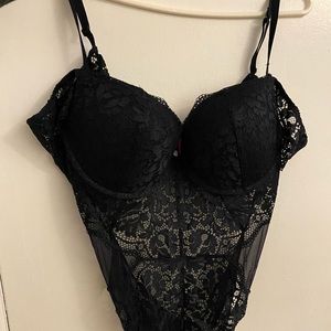 Navy Blue Lace Lingerie BodySuit